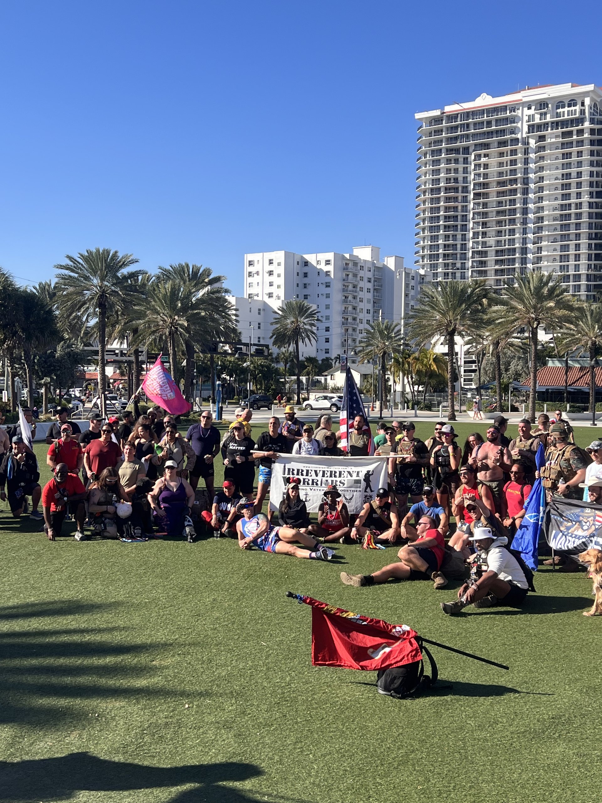 Veterans gathering at a park